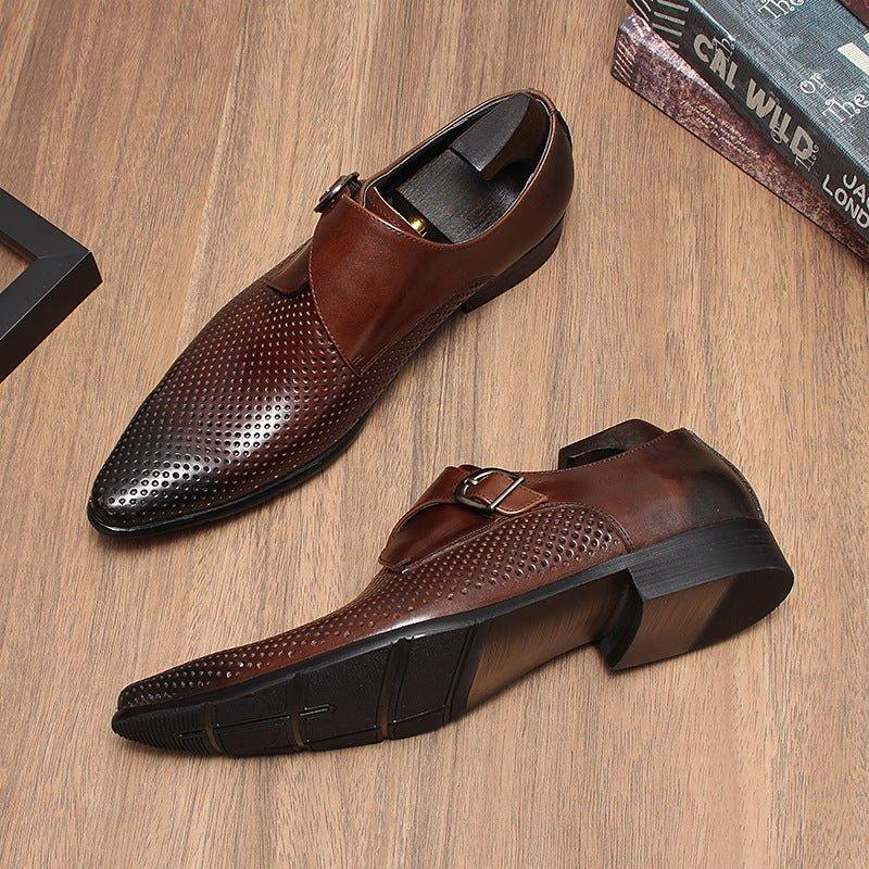 Men's Perforated Monk Strap Shoes: Fashion Gala Wedding Dress Shoes