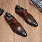 Men's Perforated Monk Strap Shoes: Fashion Gala Wedding Dress Shoes