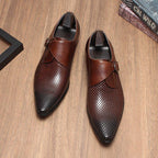 Men's Perforated Monk Strap Shoes: Fashion Gala Wedding Dress Shoes