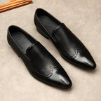 Chaussures habillées pour homme en cuir gaufré, à enfiler - Style britannique, bout pointu, tenue de ville formelle