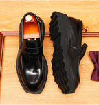 Men's Polished Pointed Toe Chunky Sole Leather Loafers