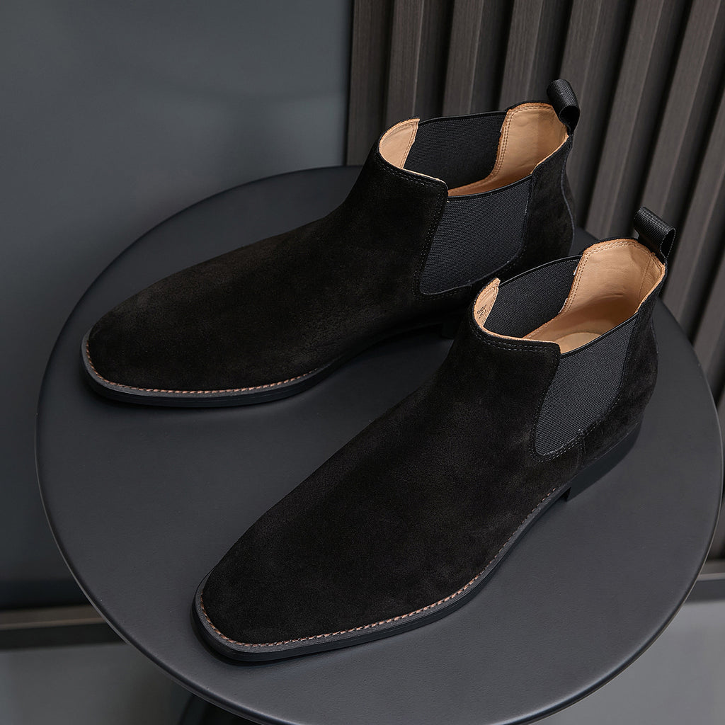 Chisel Plain Toe Suede Chelsea Boots for Men