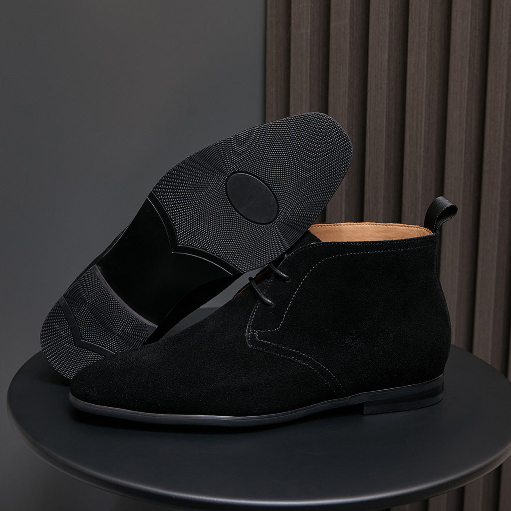 Men's Suede Chisel Plain Toe Lace-Up Chukka Dress Boots