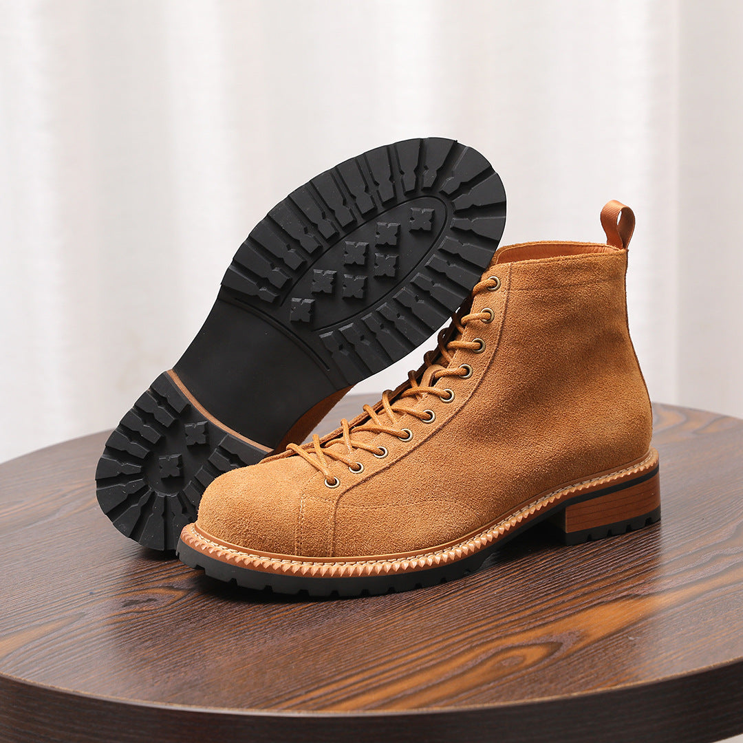 Lace-to-Toe Suede Lug Sole Boots for Men