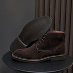 Men's Suede Plain Toe Stitched Welt Derby Ankle Boots