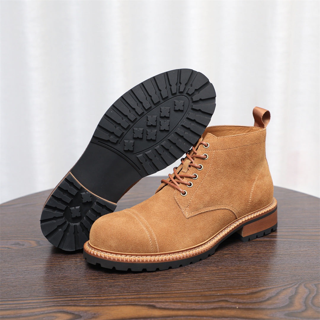 Cap Toe Suede Lug Sole Ankle Boots for Men