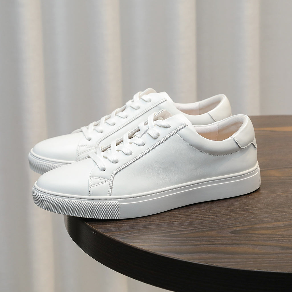 Men's Classic Triple-White Leather Low-Top Sneakers