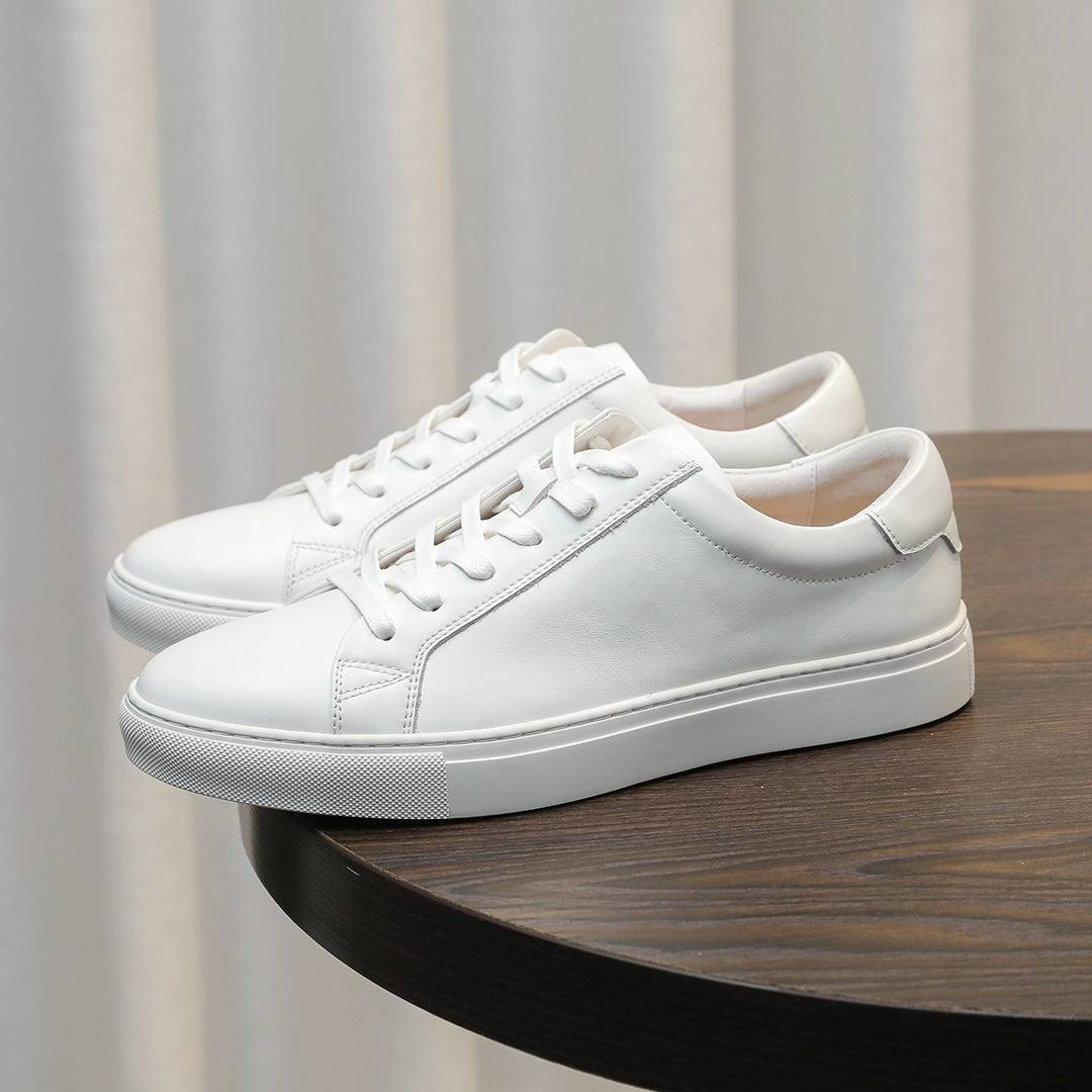 Men's Classic Triple-White Leather Low-Top Sneakers