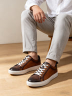 Men's Premium Two-Tone Patina Leather Sneakers
