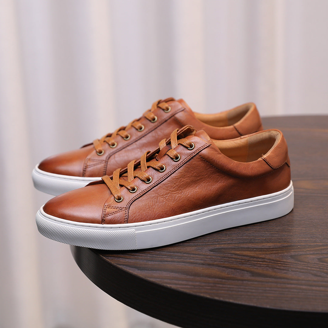 Men's Luxury Full-Grain Leather Low-Top Sneakers