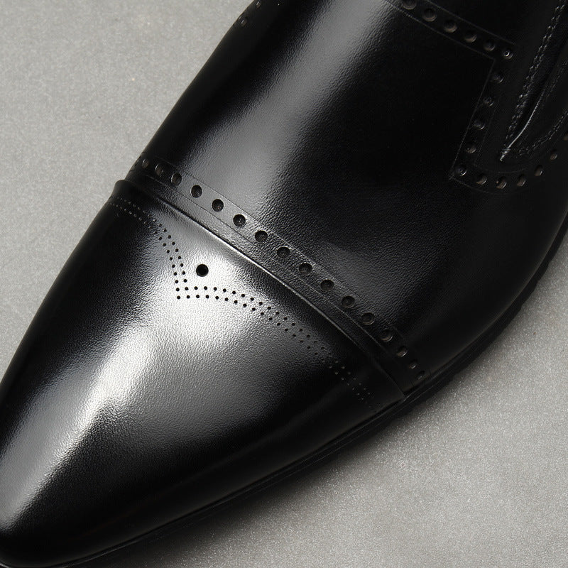 Men's Stitched Cap Toe Pointed Dress Loafers