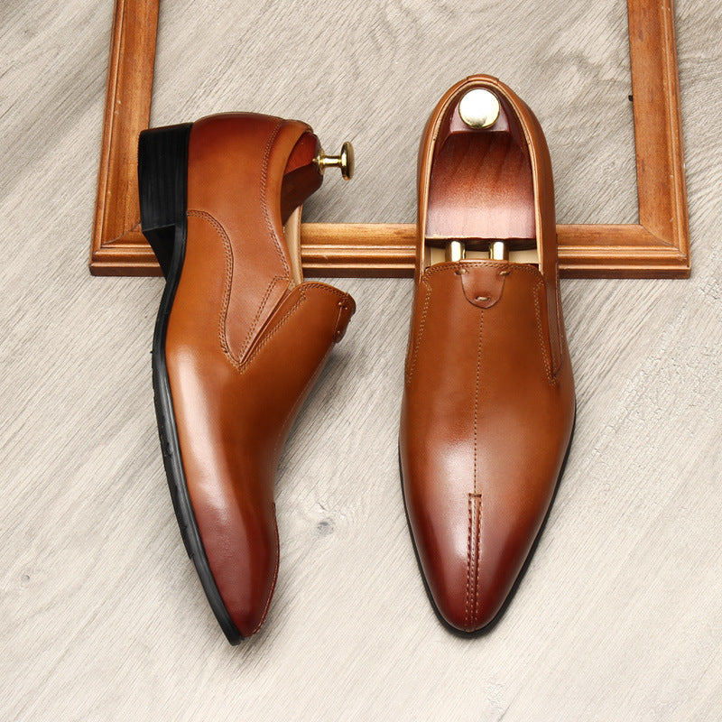 Men's Minimalist Pointed Toe Leather Dress Loafers