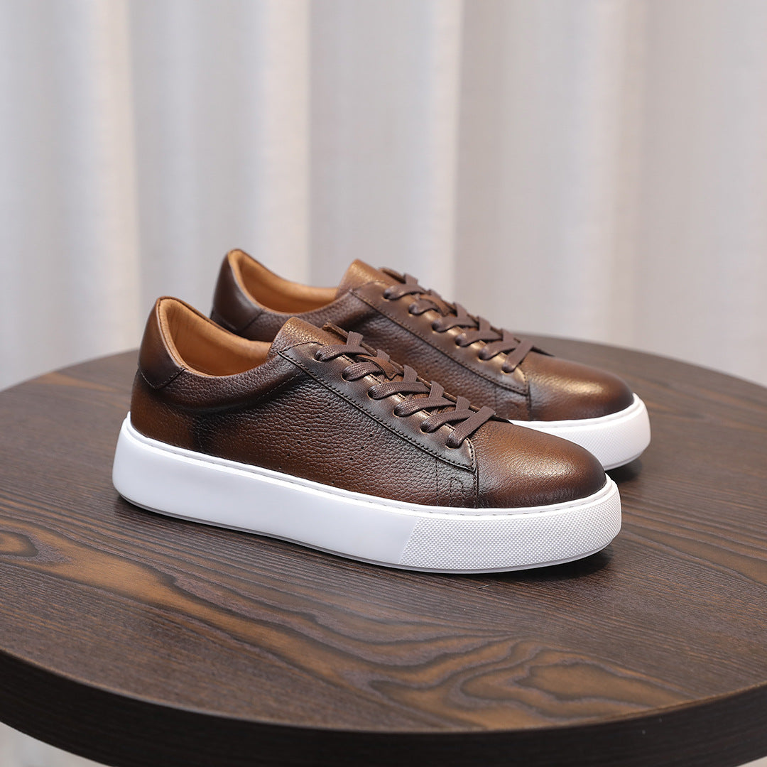 Men's Premium Pebbled Leather Classic Sneakers