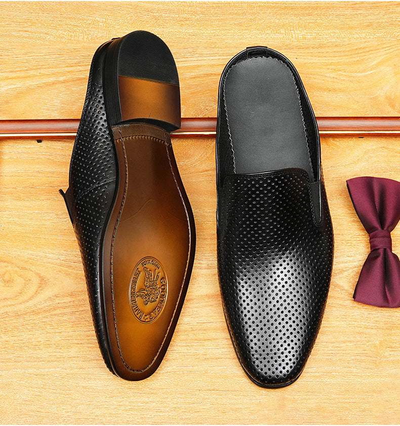 Men's Cutout Leather Closed-Toe Mule Loafers