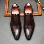 Men's Stitched Cap Toe Pointed Dress Loafers