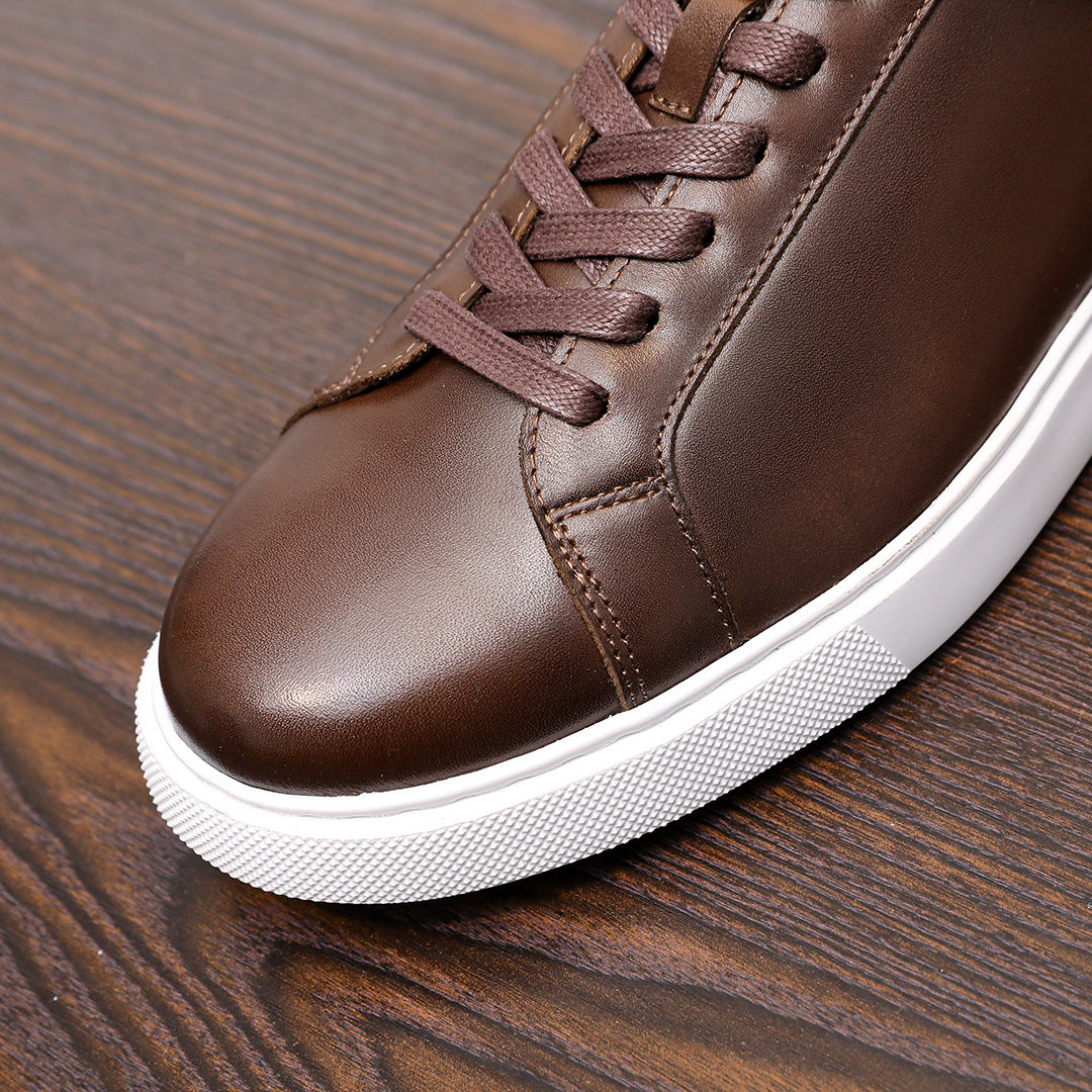 Men's Premium Minimalist Patina Leather Casual Sneakers