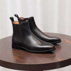 Pointed Plain Toe Leather Chelsea Boots for Men