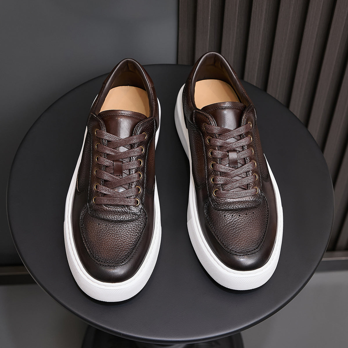 Men's Premium Patina Leather Dress Casual Sneakers