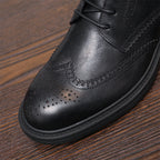 Burnished Wingtip Brogue Leather Back-Zip Boots for Men