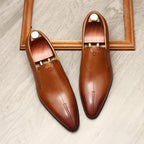 Men's Minimalist Pointed Toe Leather Dress Loafers