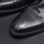 Cap Toe Leather Side-Zip Lace-Up Boots for Men