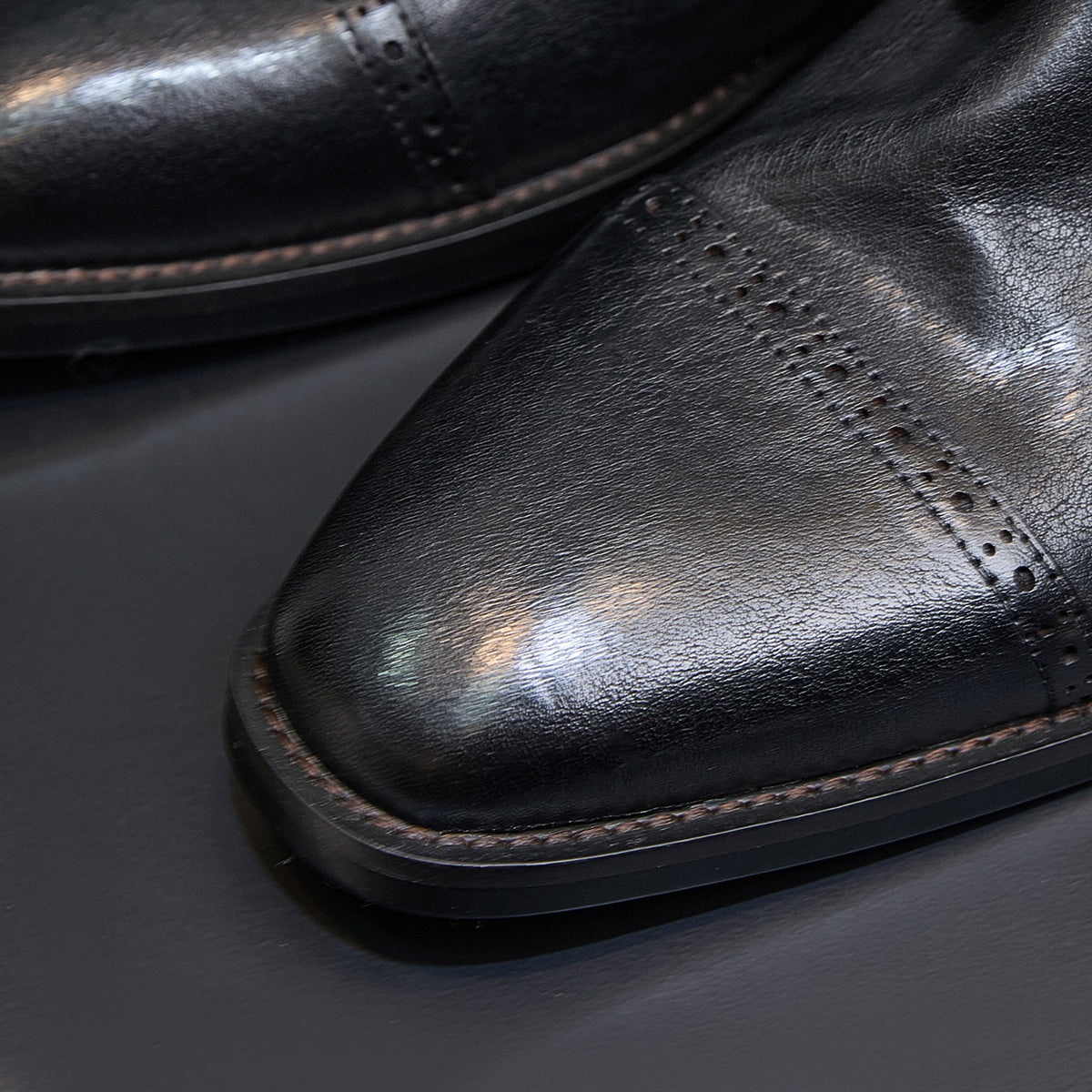 Cap Toe Leather Side-Zip Lace-Up Boots for Men