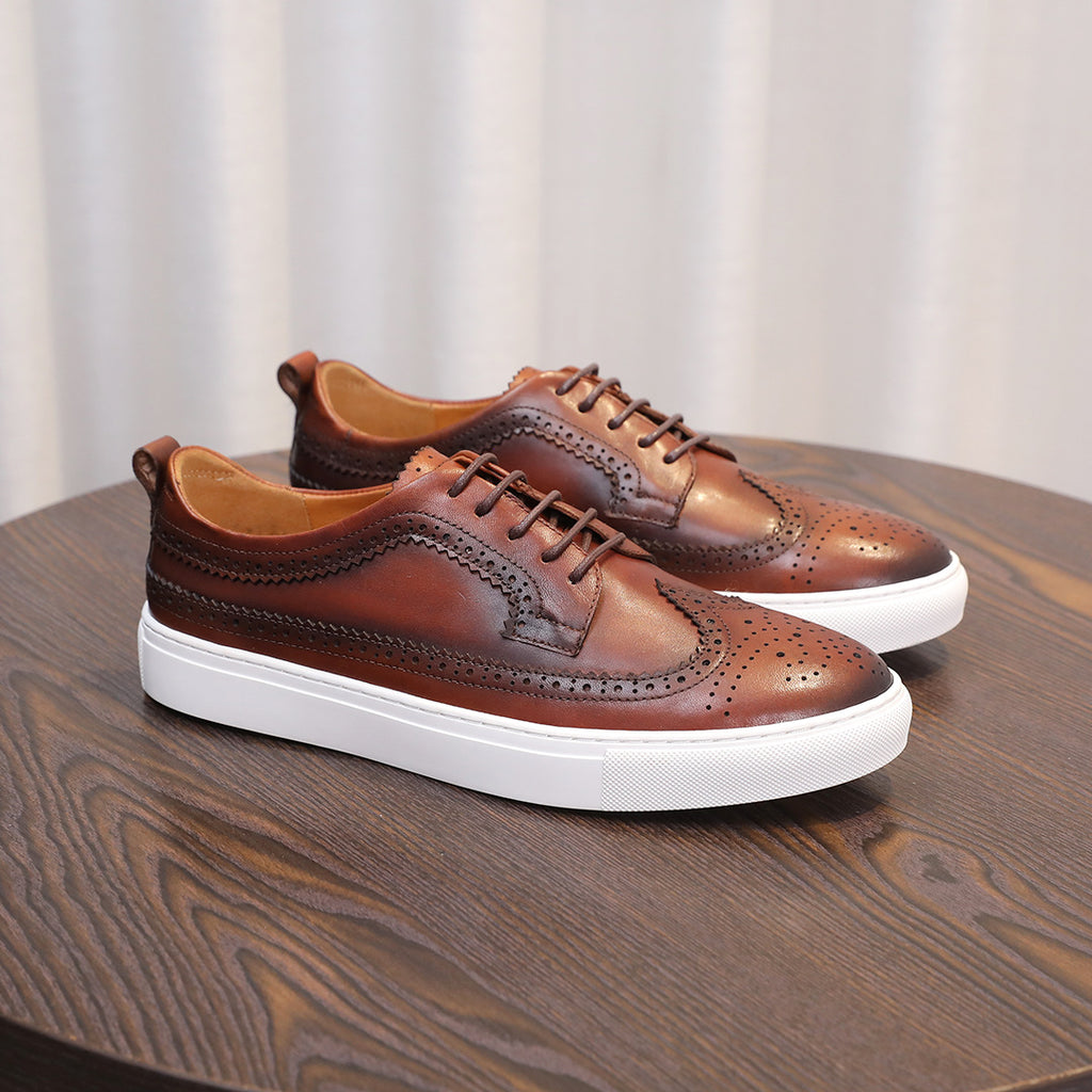 Men's Premium Wingtip Brogue Leather Dress Sneakers