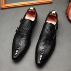 Men's Scaly Twin-Buckle Shoes: Fashion Elite-Groomsman Dress Shoes
