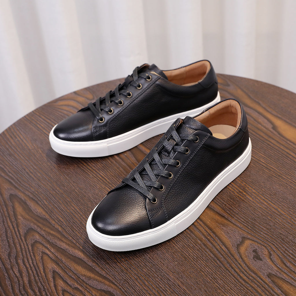 Men's Premium Pebbled Leather Burnished Sneakers