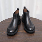 Men's Leather Plain Toe Elastic Gore Chelsea Dress Boots