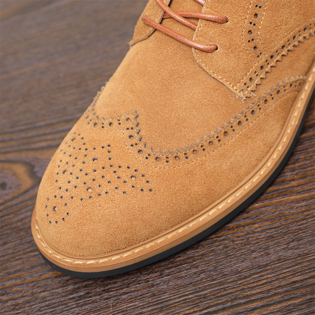 Wingtip Brogue Suede Back-Zip Lace-Up Boots for Men