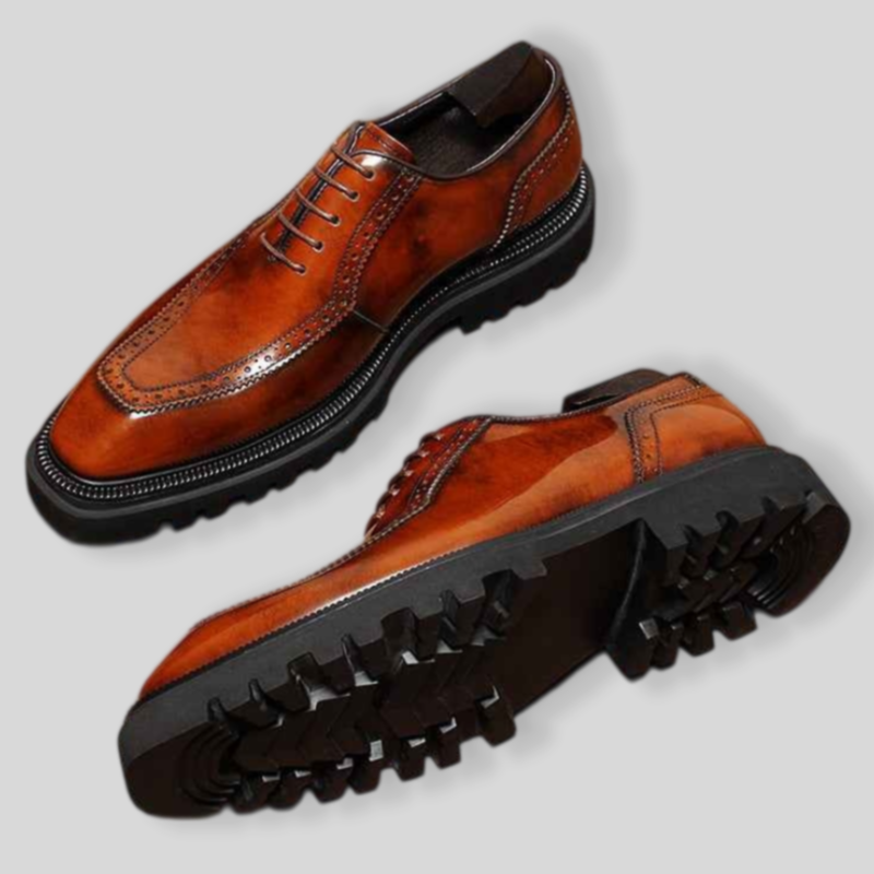 Men's Chunky Lug Sole Wingtip Brogue Oxford Shoes