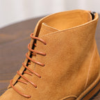 Men's Suede Plain Toe Back-Zip Lace-Up Ankle Dress Boots