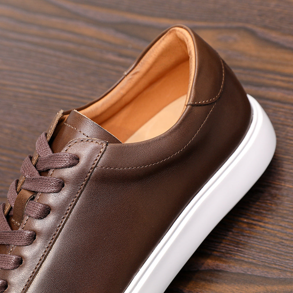 Men's Premium Minimalist Patina Leather Casual Sneakers