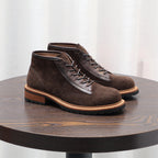 Men's Suede Leather-Trim Lug Sole Lace-Up Ankle Boots