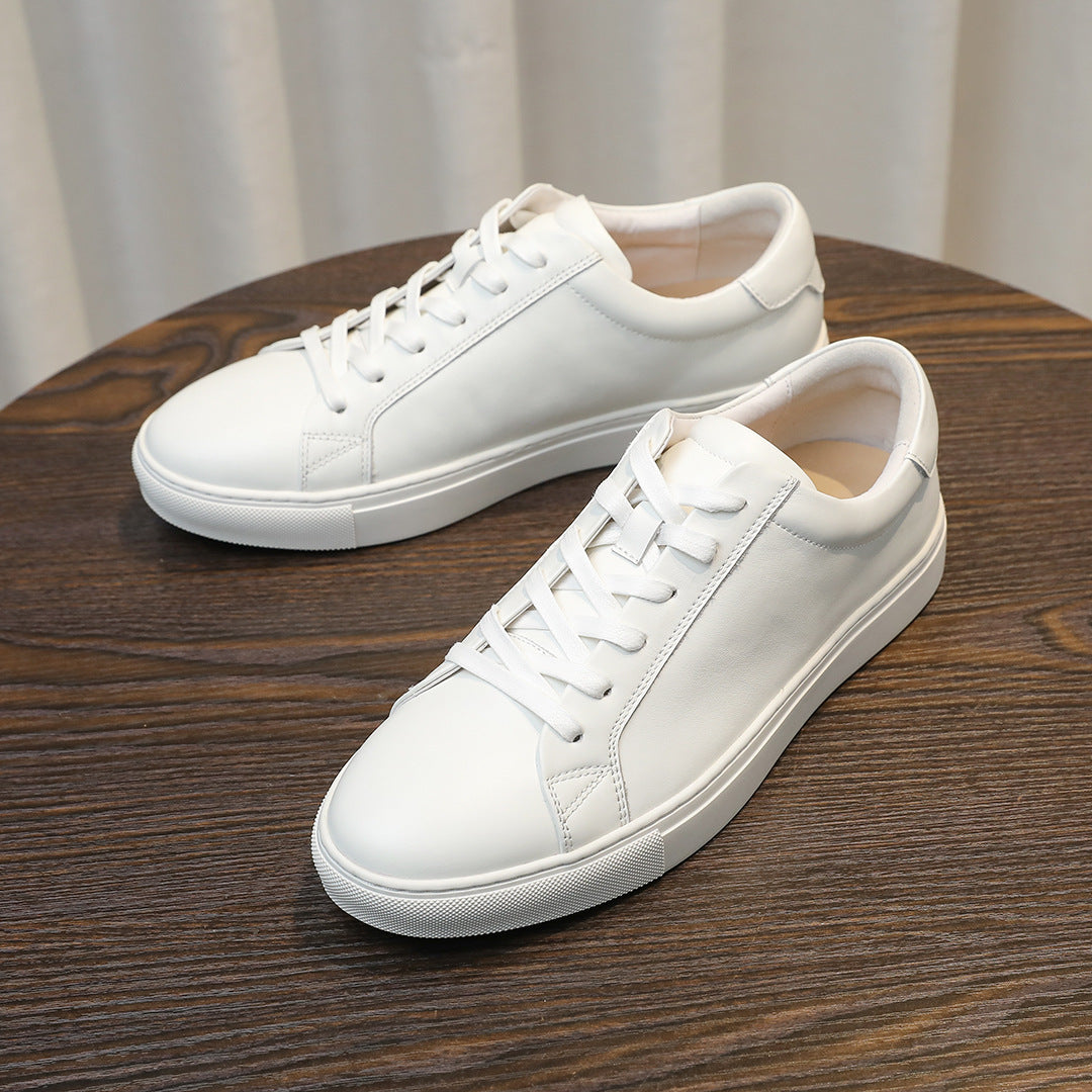 Men's Classic Triple-White Leather Low-Top Sneakers