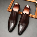 Men's Stitched Cap Toe Pointed Dress Loafers