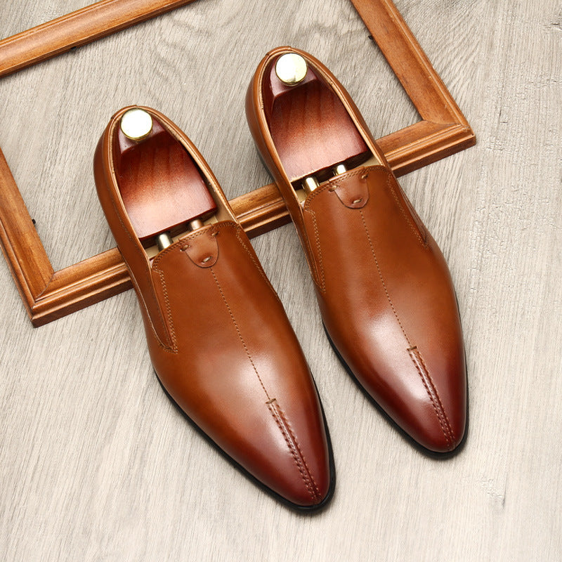 Men's Minimalist Pointed Toe Leather Dress Loafers