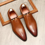 Men's Minimalist Pointed Toe Leather Dress Loafers
