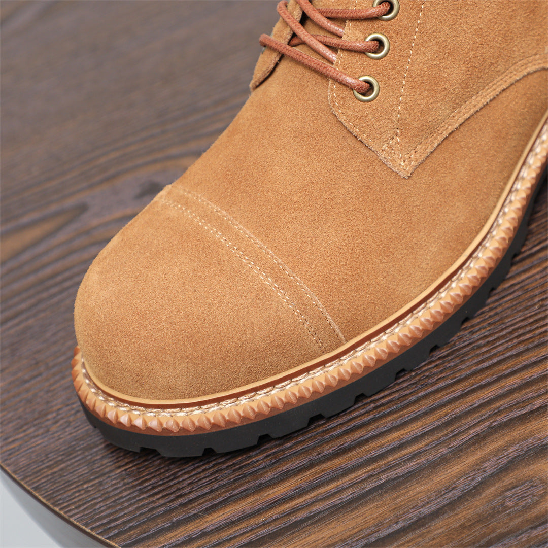 Cap Toe Suede Lug Sole Ankle Boots for Men