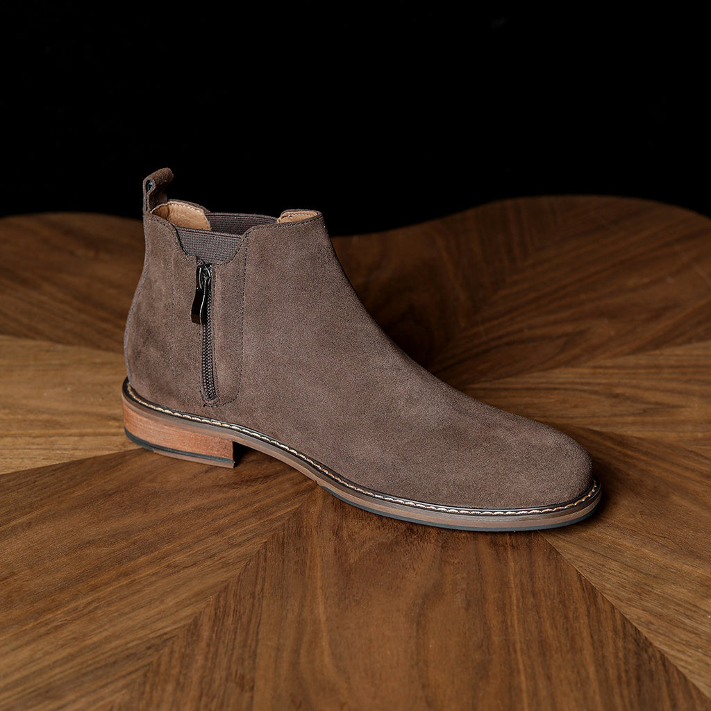 Men's Suede Plain Toe Side-Zip Chelsea Ankle Boots
