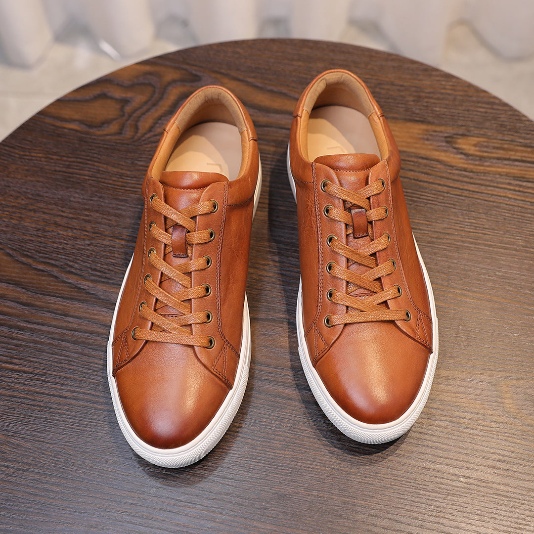 Men's Luxury Full-Grain Leather Low-Top Sneakers