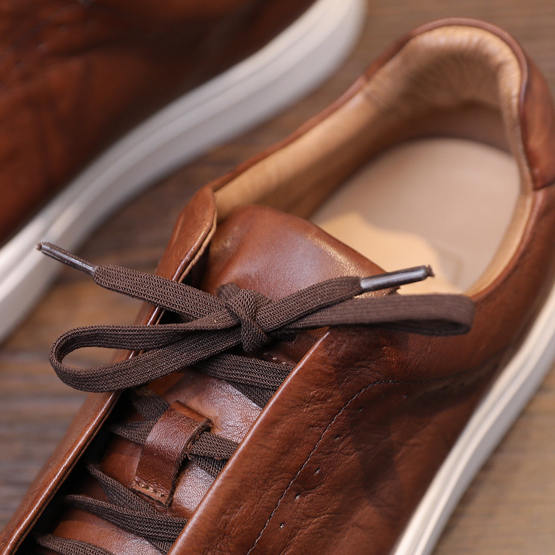 Men's Premium Seamless Patina Leather Sneakers
