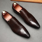 Men's Stitched Cap Toe Pointed Dress Loafers
