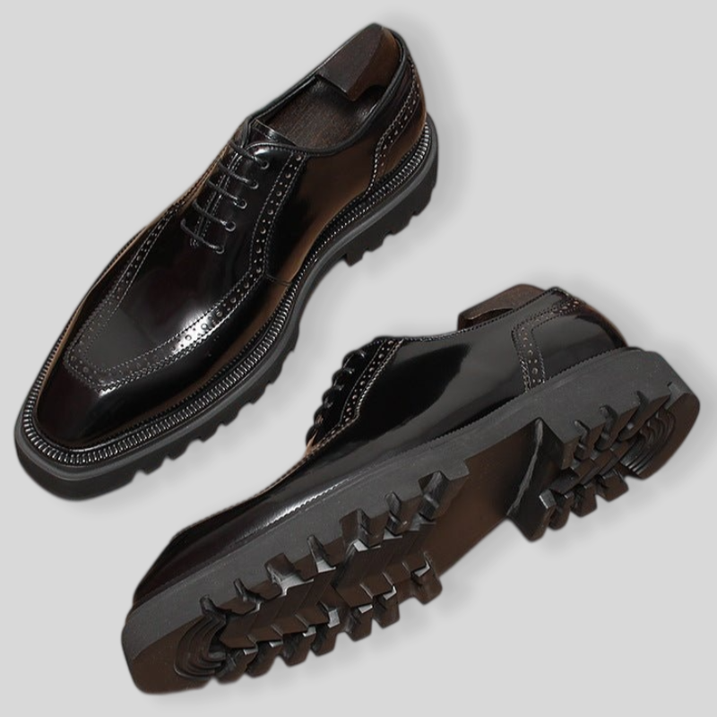Men's Chunky Lug Sole Wingtip Brogue Oxford Shoes