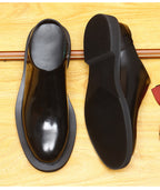 Men's Burnished Round Toe Chunky Sole Mule Loafers