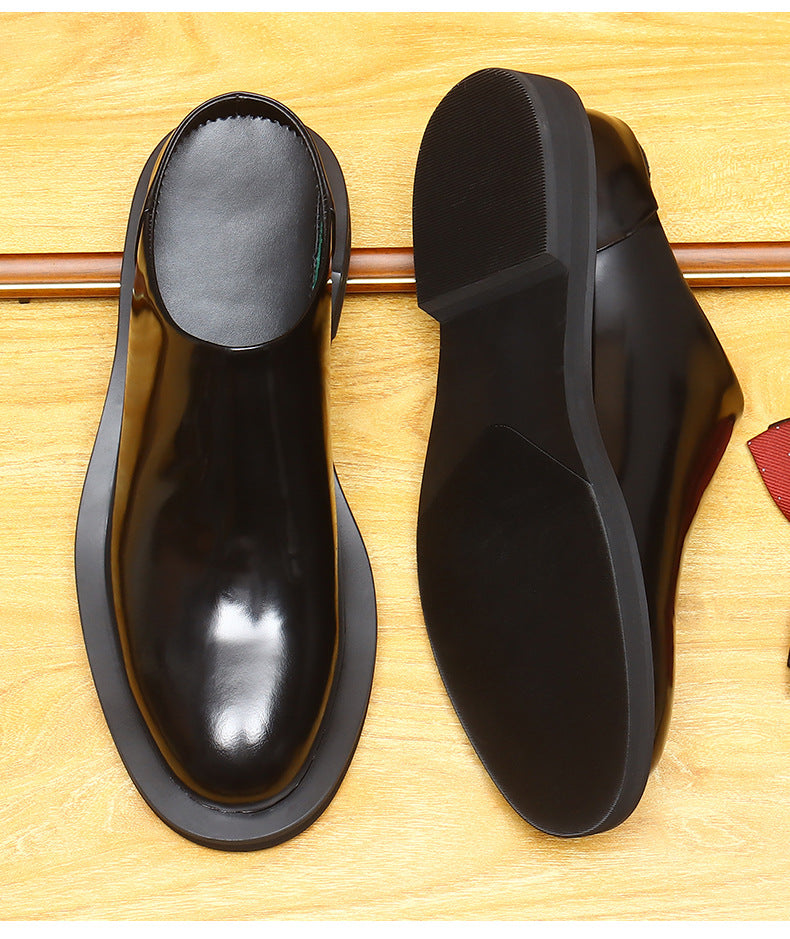 Men's Burnished Round Toe Chunky Sole Mule Loafers