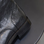 Cap Toe Leather Side-Zip Lace-Up Boots for Men