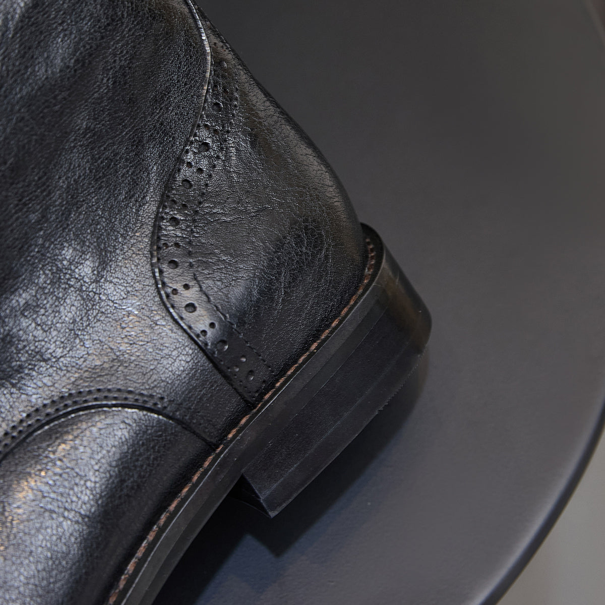 Cap Toe Leather Side-Zip Lace-Up Boots for Men
