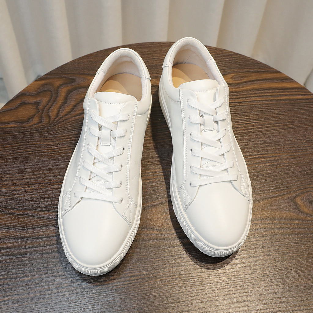 Men's Classic Triple-White Leather Low-Top Sneakers
